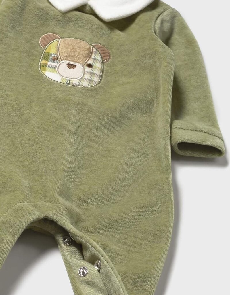 Mayoral Velour Collared Footie Green
