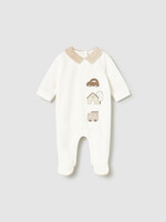 Mayoral Velour Collared Footie Cream