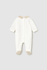 Mayoral Velour Collared Footie Cream