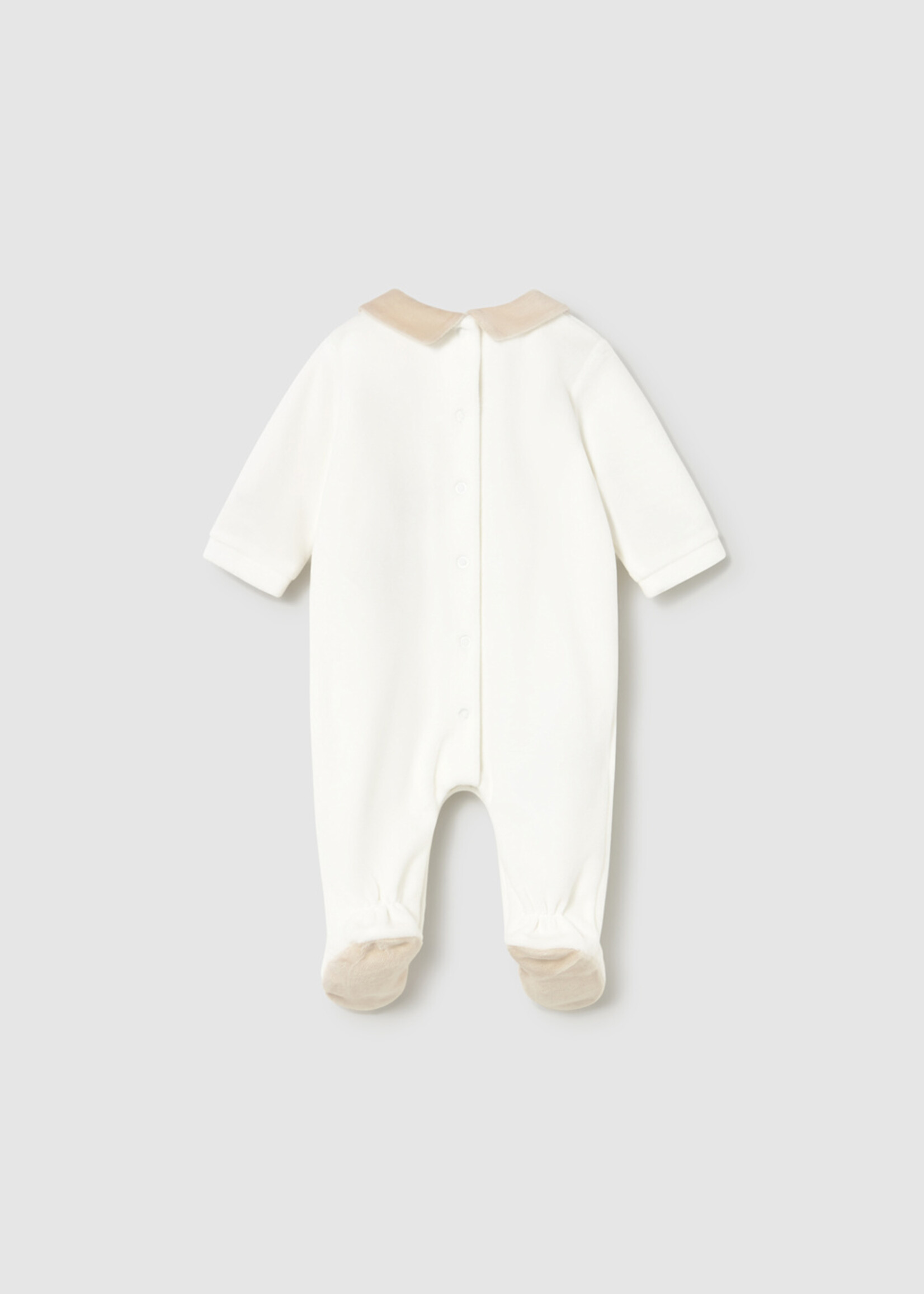 Mayoral Velour Collared Footie Cream
