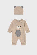 Mayoral Tan Romper Animal Theme w/Hat