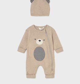 Mayoral Tan Romper Animal Theme w/Hat