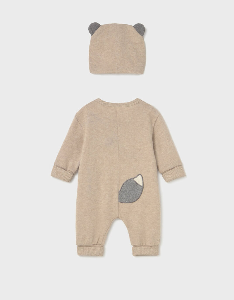 Mayoral Tan Romper Animal Theme w/Hat