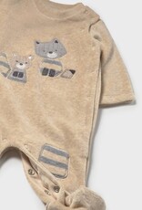 Mayoral Racoon Applique Footie Tan