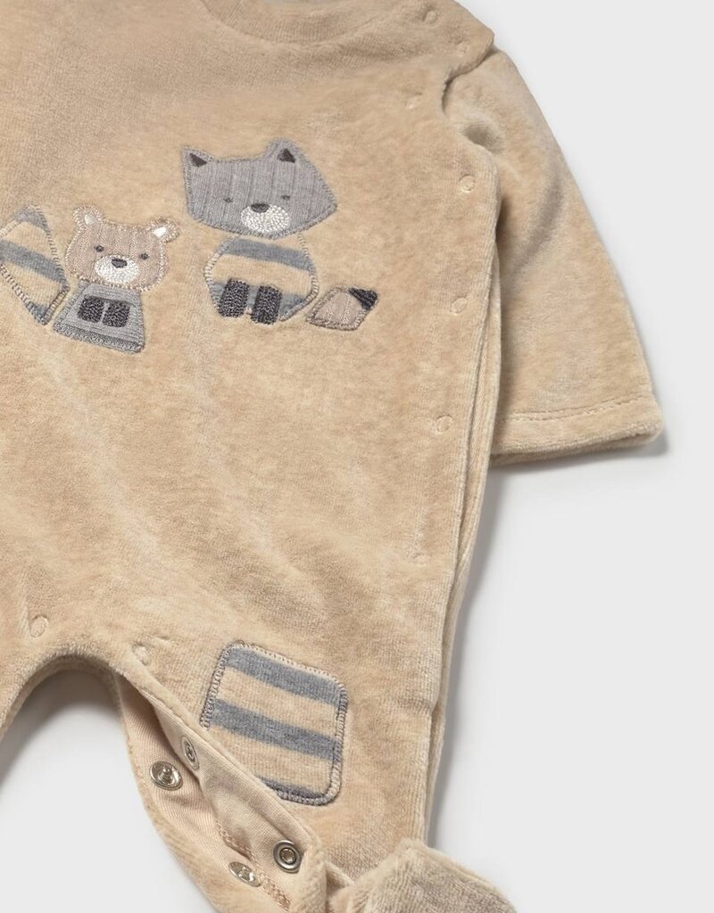 Mayoral Racoon Applique Footie Tan