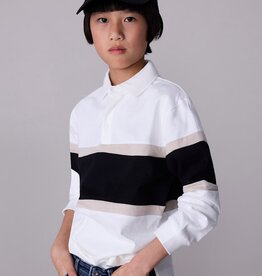 Mayoral L/S Colorblock Polo Cream