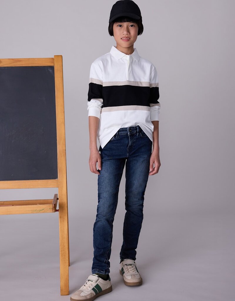 Mayoral L/S Colorblock Polo Cream