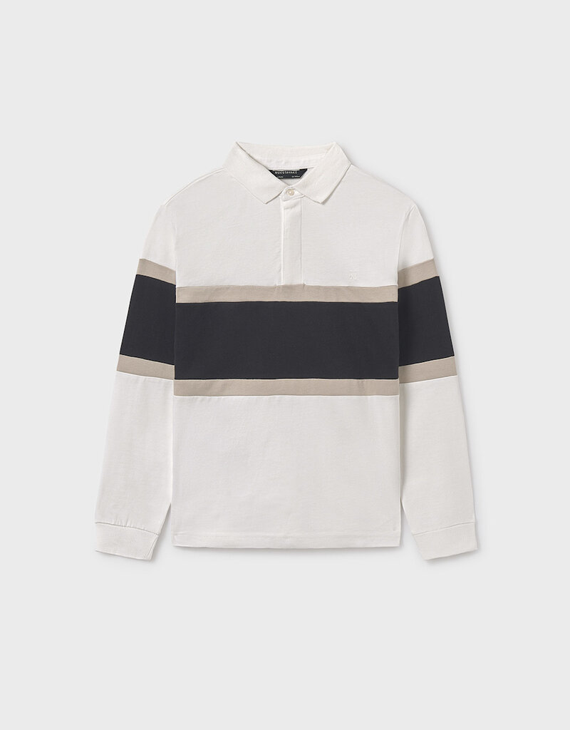 Mayoral L/S Colorblock Polo Cream