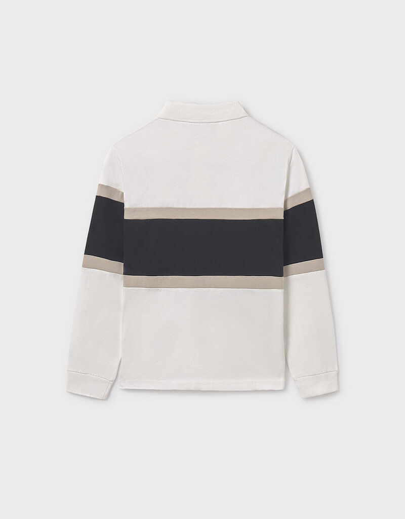 Mayoral L/S Colorblock Polo Cream