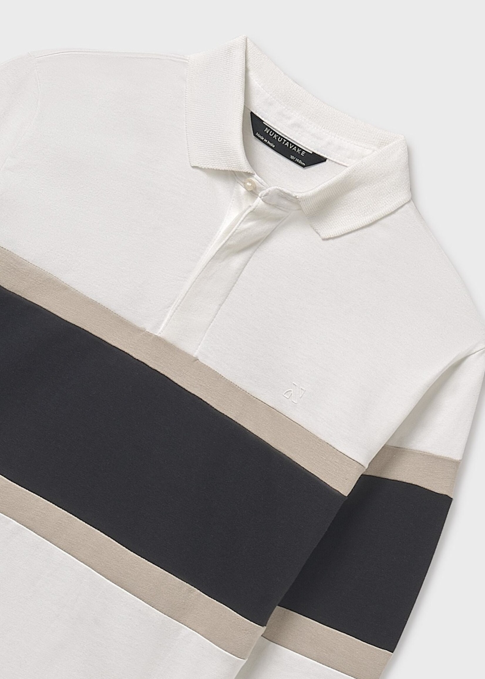 Mayoral L/S Colorblock Polo Cream