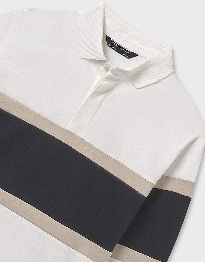 Mayoral L/S Colorblock Polo Cream