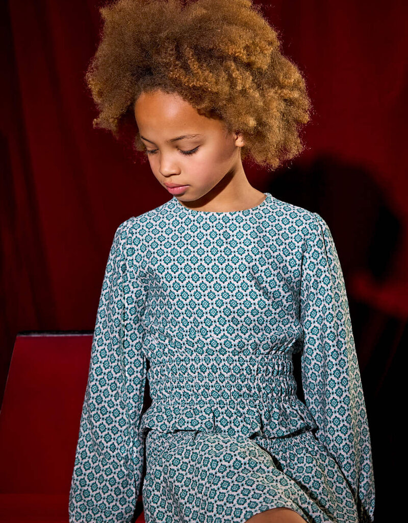 Mayoral Green Top w/Shirred Waist