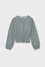 Mayoral Green Top w/Shirred Waist