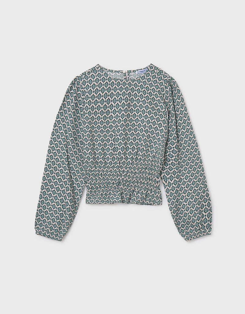 Mayoral Green Top w/Shirred Waist