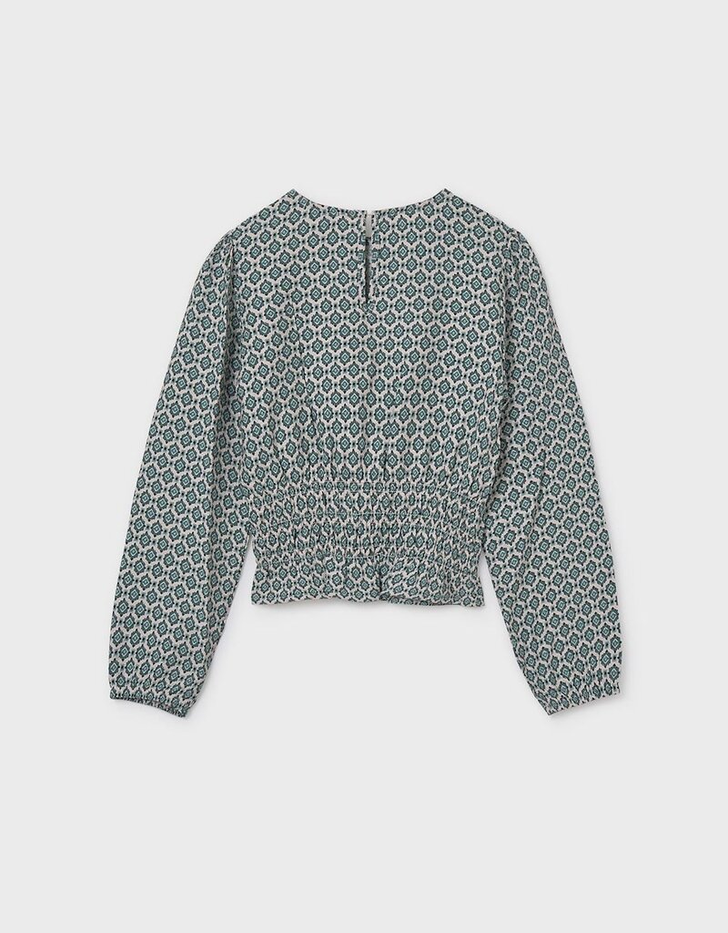 Mayoral Green Top w/Shirred Waist