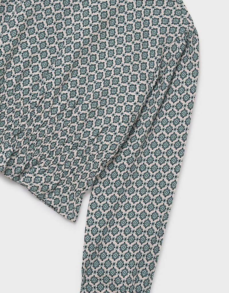 Mayoral Green Top w/Shirred Waist