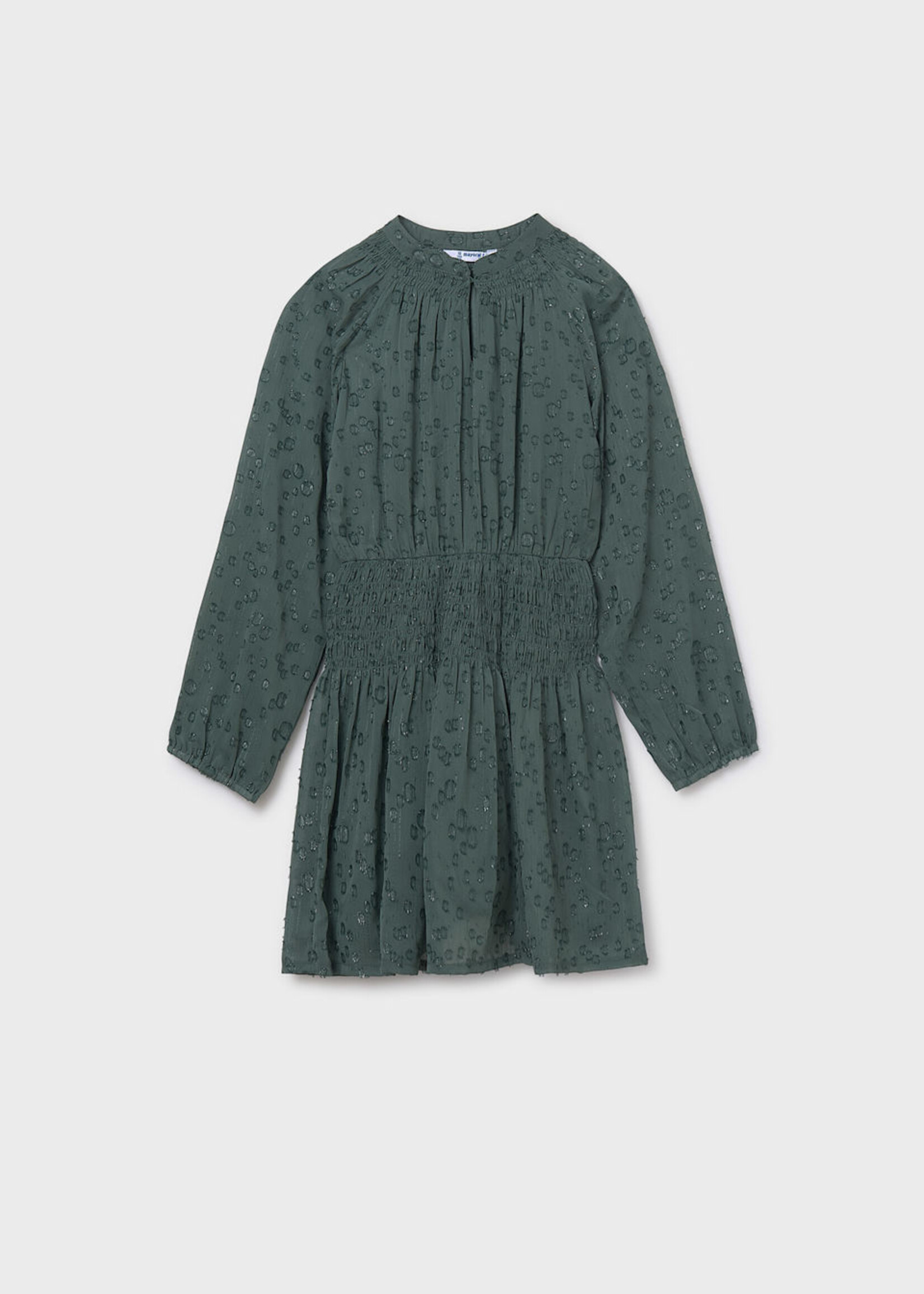 Mayoral Green Shirred Dress