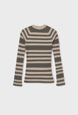 Mayoral Knit Mock Neck Top Hunter Green Stripe