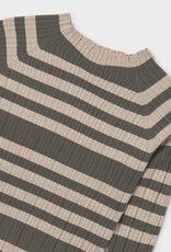 Mayoral Knit Mock Neck Top Hunter Green Stripe