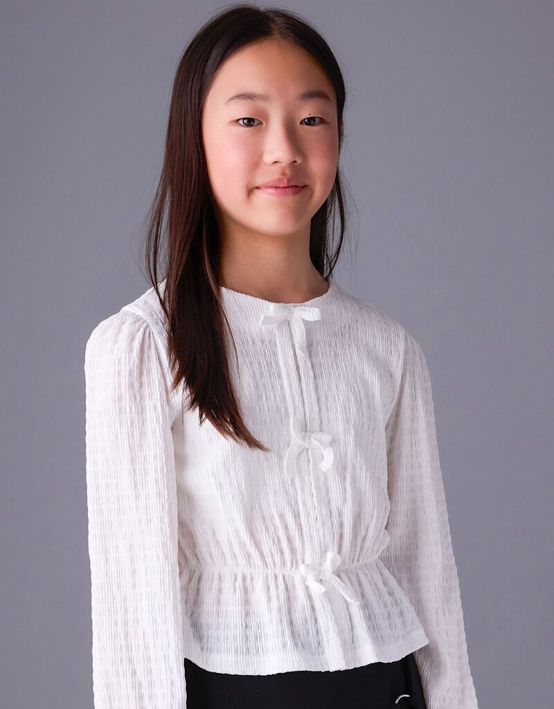 Mayoral Cream Knit Top w/Bow Closures