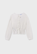 Mayoral Cream Knit Top w/Bow Closures