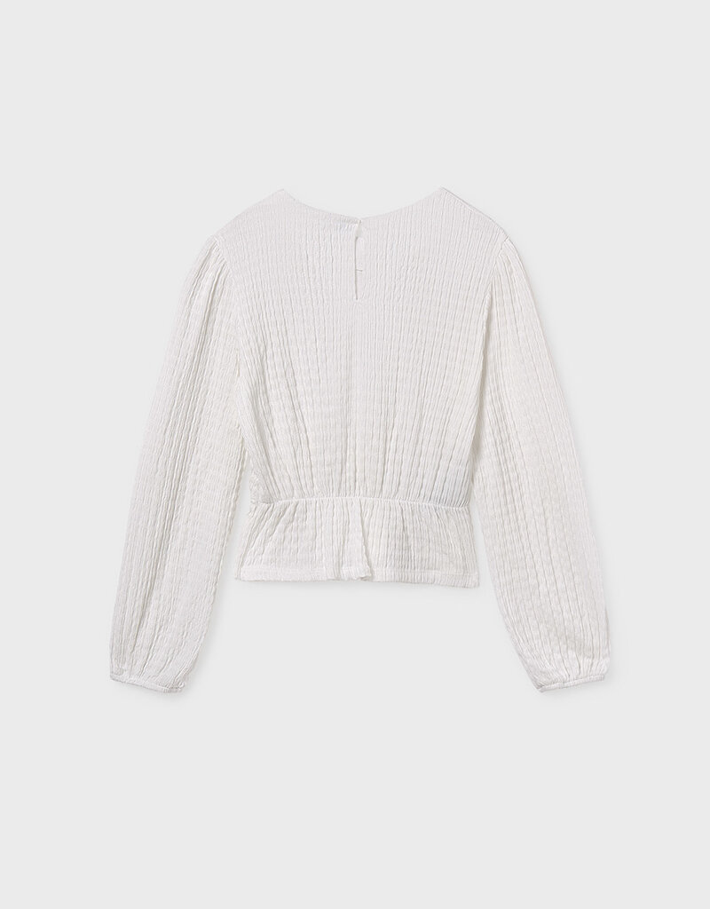 Mayoral Cream Knit Top w/Bow Closures