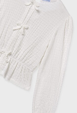 Mayoral Cream Knit Top w/Bow Closures