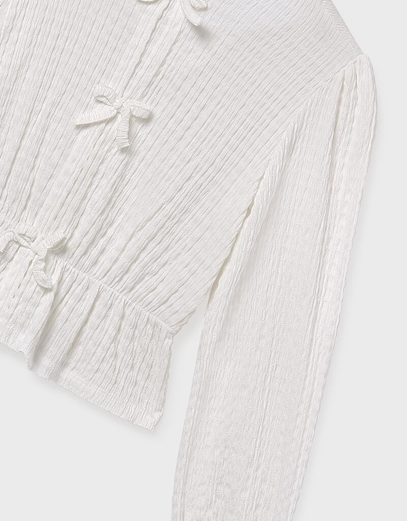 Mayoral Cream Knit Top w/Bow Closures