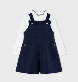 Mayoral Navy Pinafore Dress w/Mock Neck Top