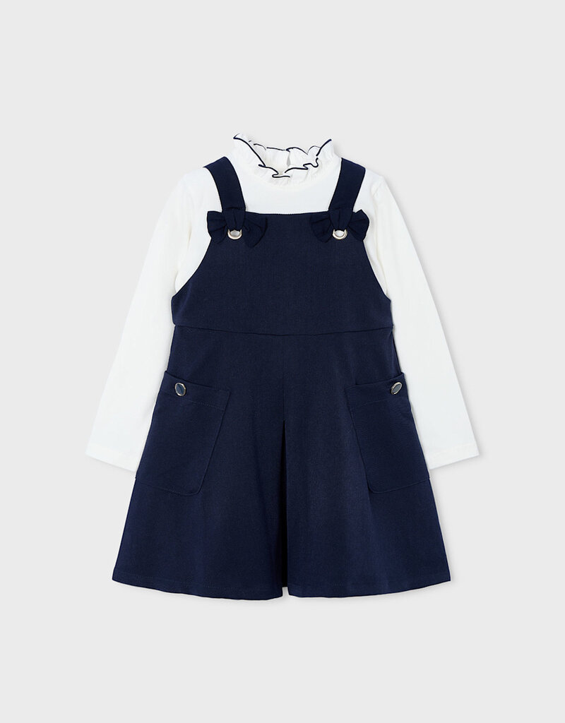 Mayoral Navy Pinafore Dress w/Mock Neck Top