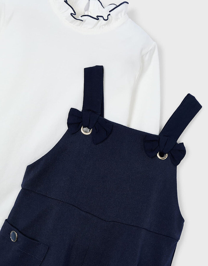 Mayoral Navy Pinafore Dress w/Mock Neck Top