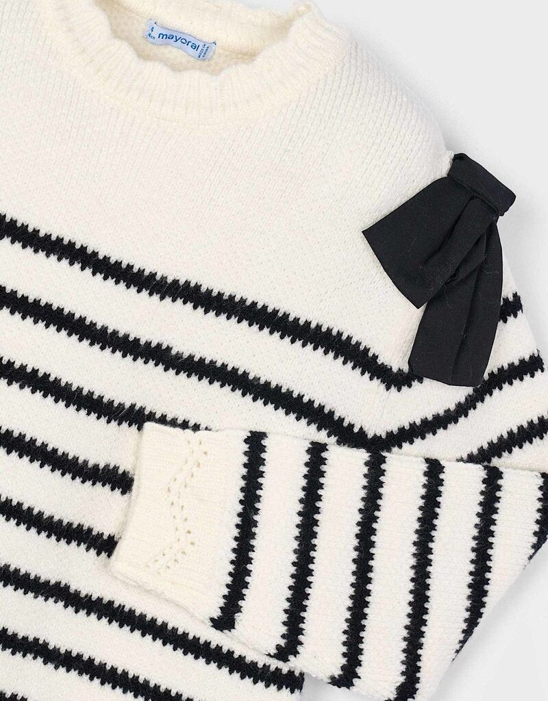 Mayoral Cream Black Knit Dress