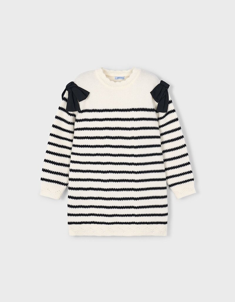 Mayoral Cream Black Knit Dress