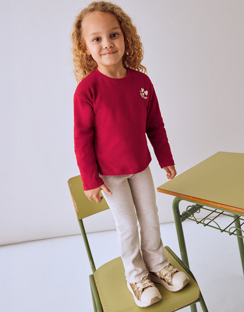 Mayoral Rib Knit Flare Leggings Sand