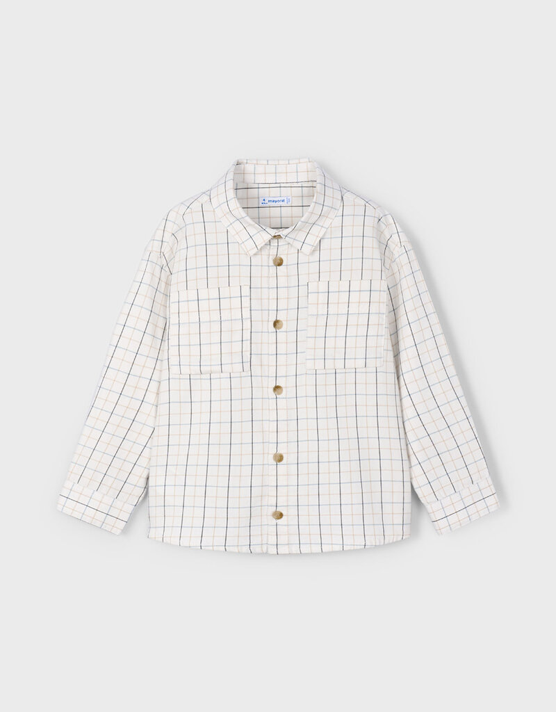 Mayoral L/S Cream Check Buttondown Shirt