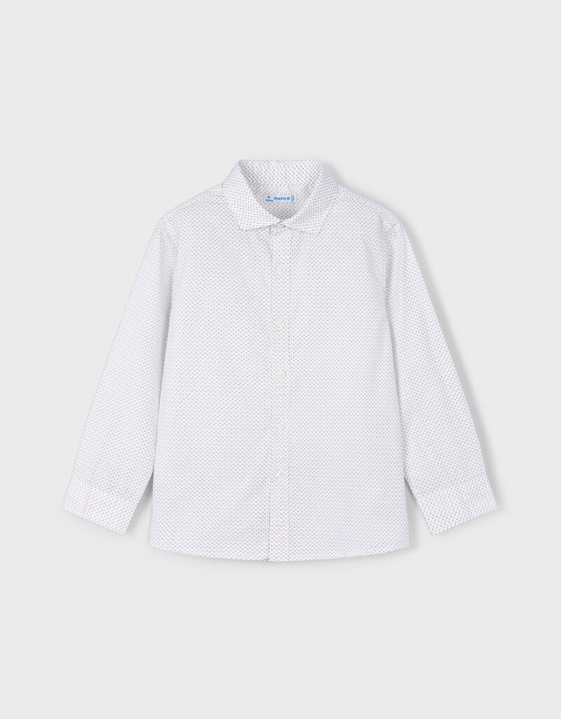 Mayoral L/S White Buttondown Shirt w/Small Print