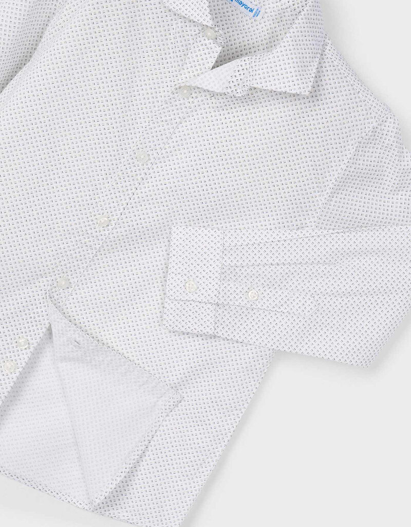 Mayoral L/S White Buttondown Shirt w/Small Print