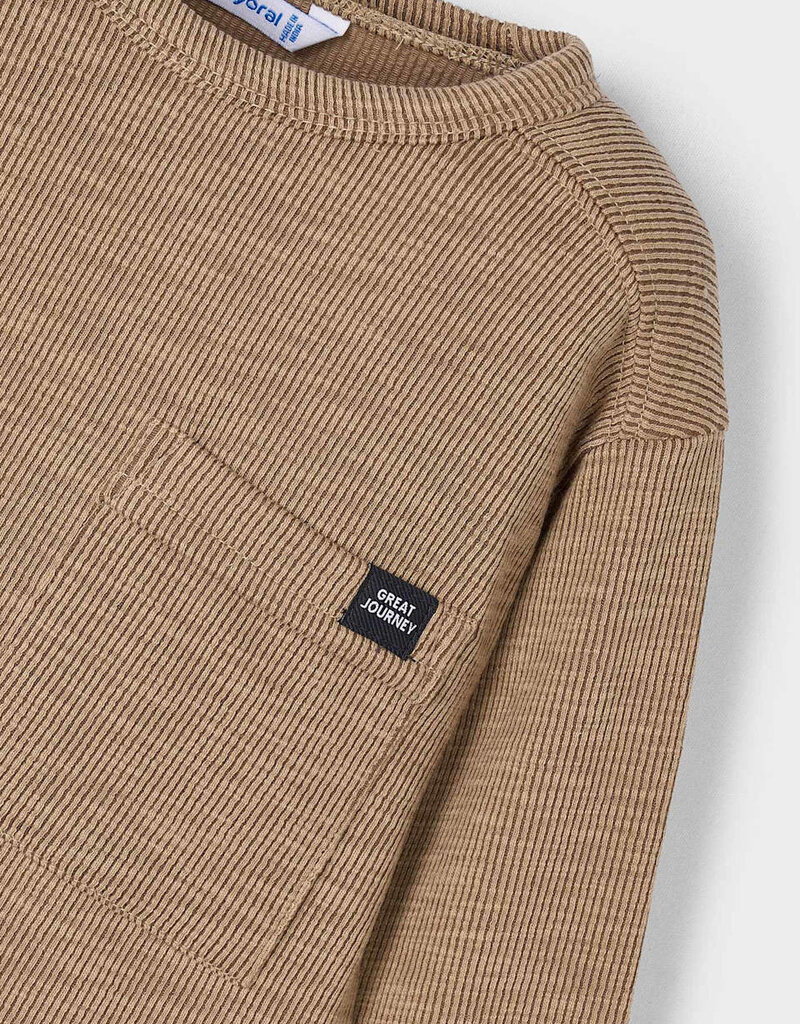 Mayoral L/S Rib Tee w/Pocket Caramel