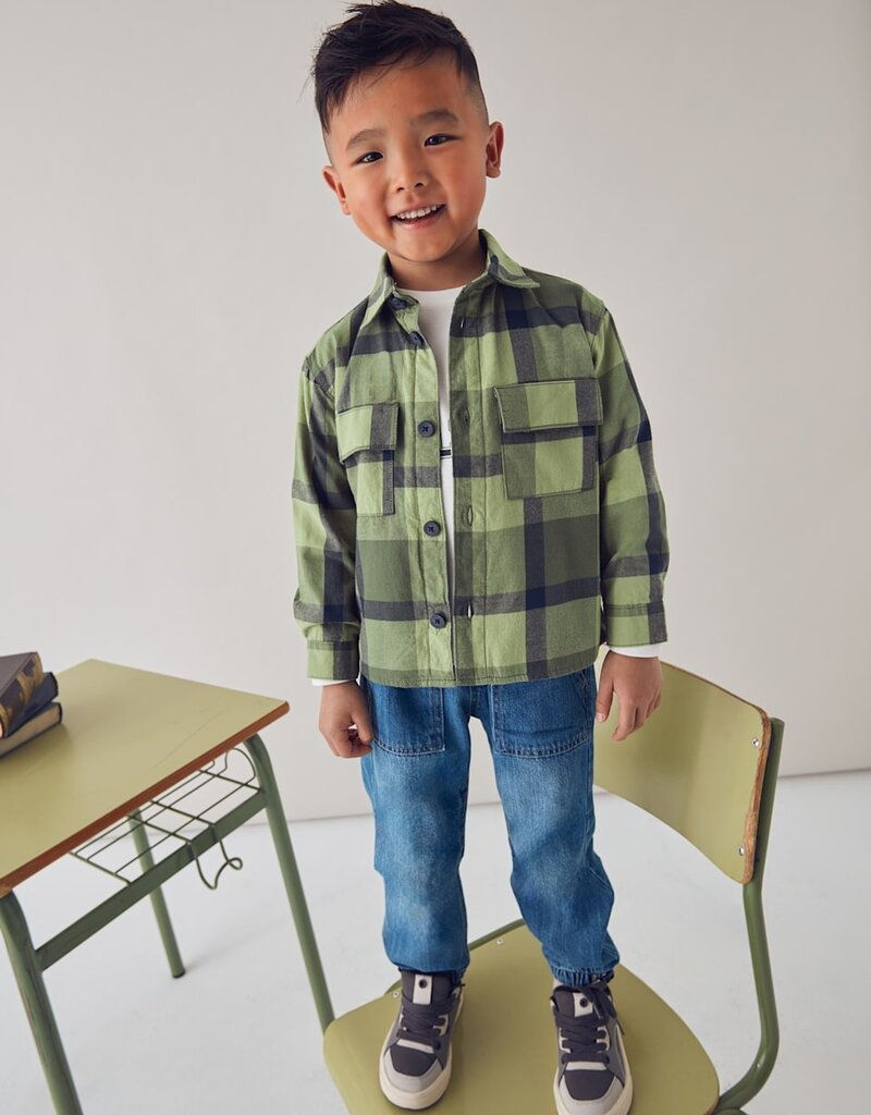 Mayoral Olive Checked Overshirt