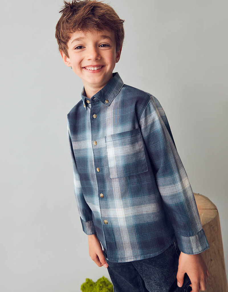 Mayoral Navy  L/S Checked Shirt