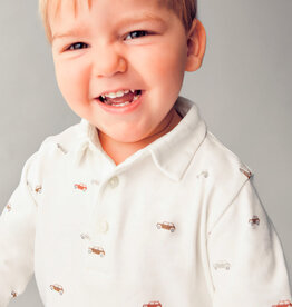 Mayoral SALE L/S Cream Polo w/Car Print