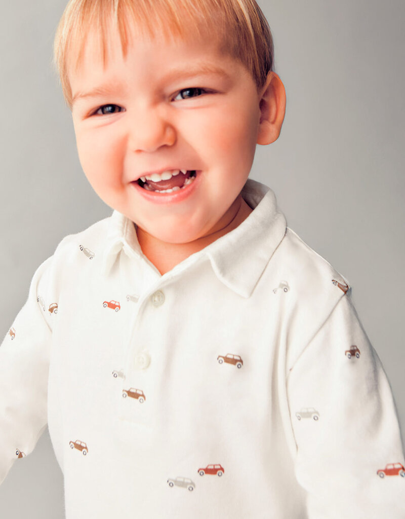 Mayoral L/S Cream Polo w/Car Print