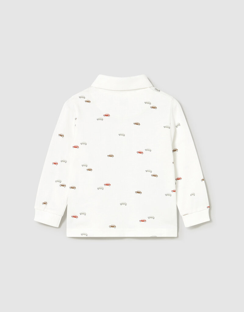 Mayoral L/S Cream Polo w/Car Print