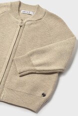 Mayoral Beige Knit Zip Up Sweater