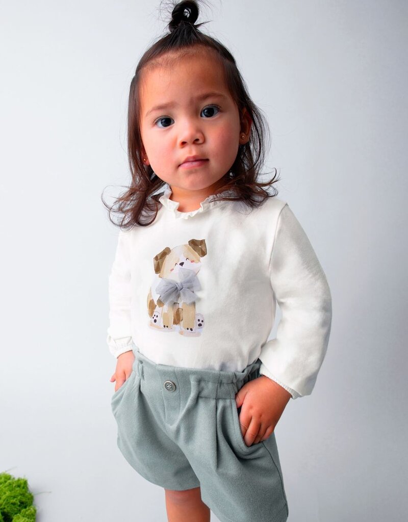 Mayoral L/S Cream Shirt w/Puppy Print