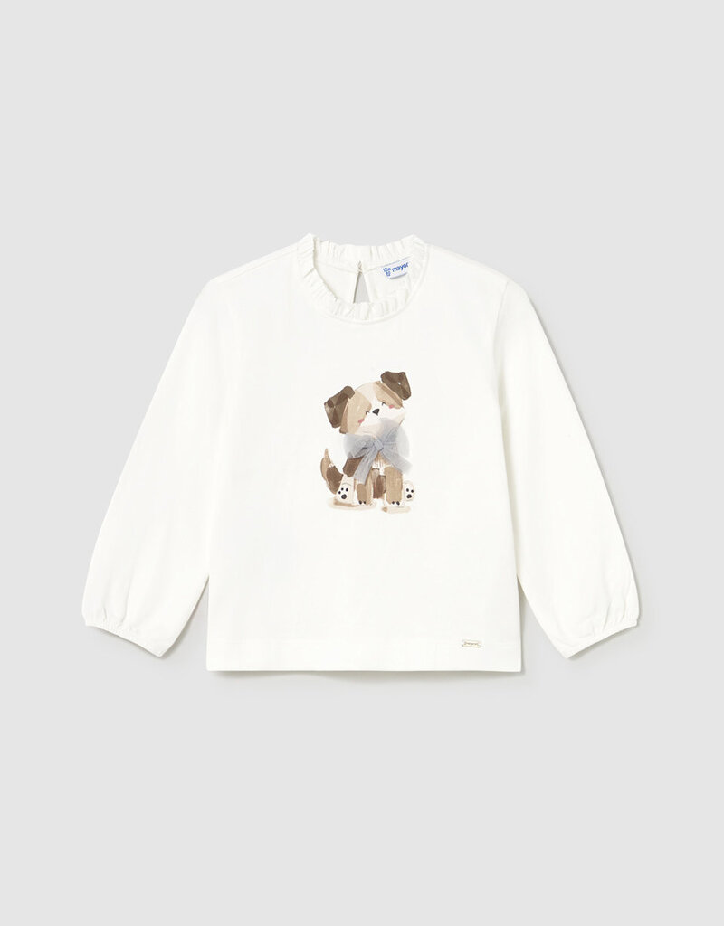 Mayoral L/S Cream Shirt w/Puppy Print