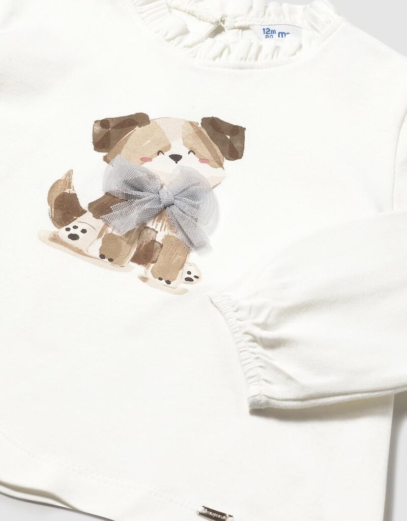 Mayoral L/S Cream Shirt w/Puppy Print