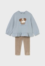 Mayoral Ruffled L/S Top w/Puppy Print Pant Set