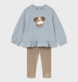 Mayoral SALE Ruffled L/S Top w/Puppy Print Pant Set