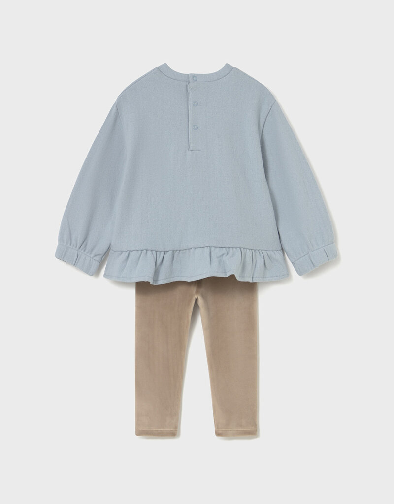 Mayoral Ruffled L/S Top w/Puppy Print Pant Set